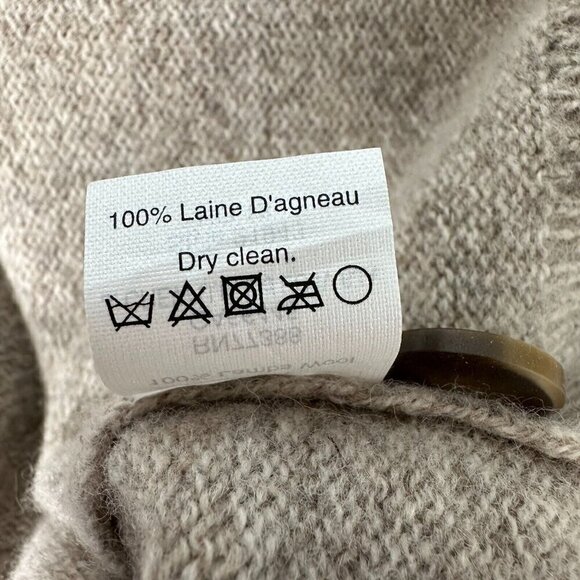 J Crew Lambswool Sweater Size M Tan Shawl Collar Grandpa - Picture 4 of 12